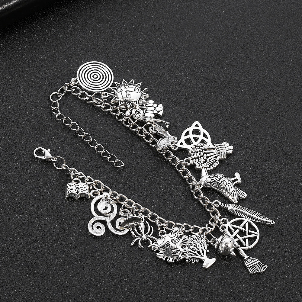 Mystical Elements Bracelet: Sun, Pentacle, Moon, Celtic and Runes