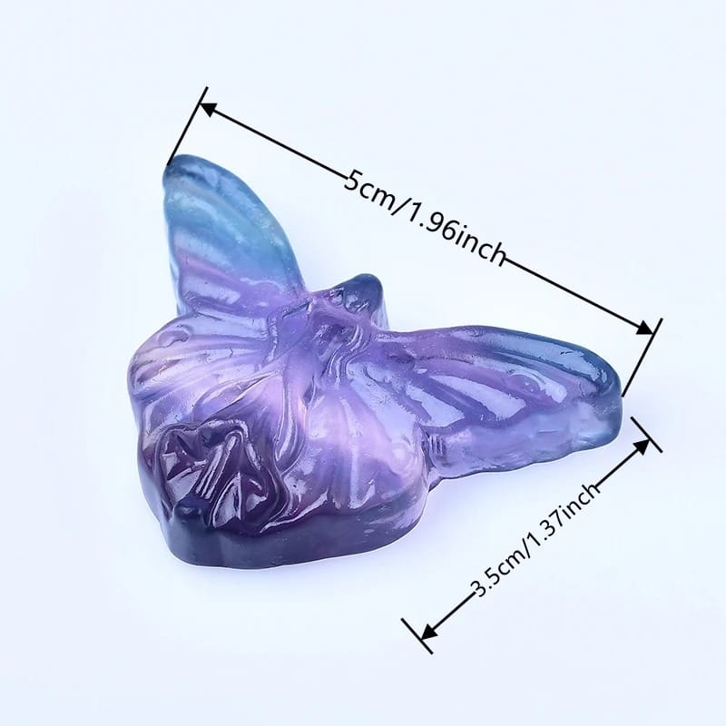 Natural Crystal Carved Colorful Fluorite Butterfly Figurine