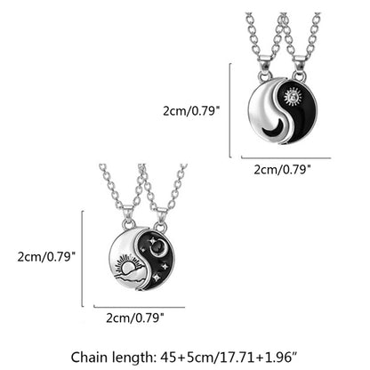 Yin Yang/ Sun Moon Couples Necklace Set
