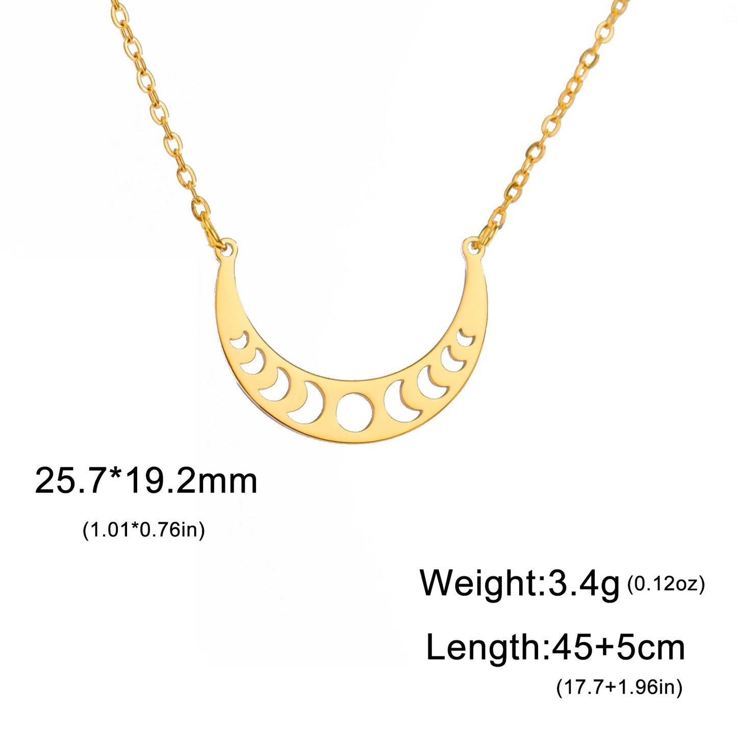 Lunar Phases Crescent Moon Necklace