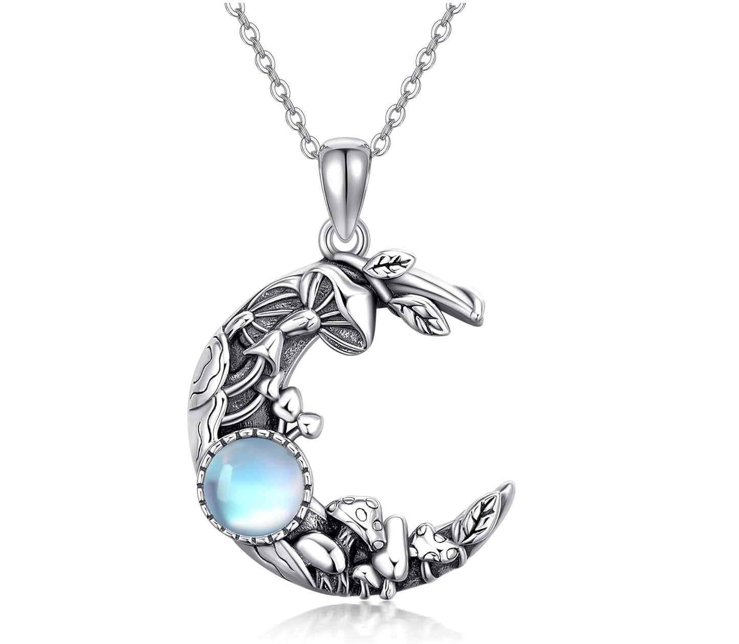 Dainty Cute Moonstone Mushroom Necklace
