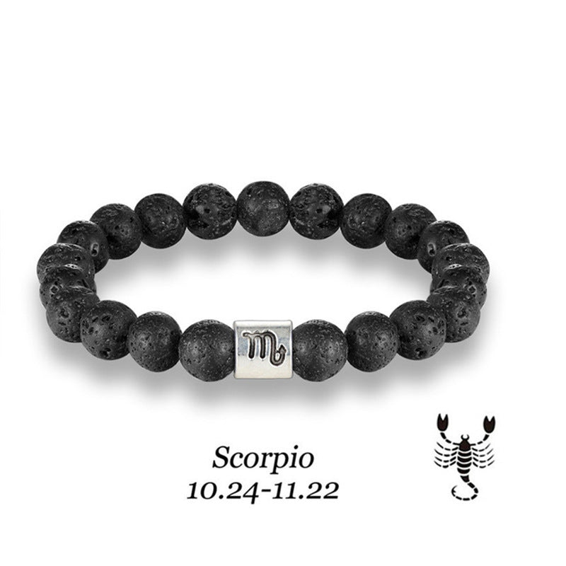 Handmade Lava Stone Zodiac Bracelet