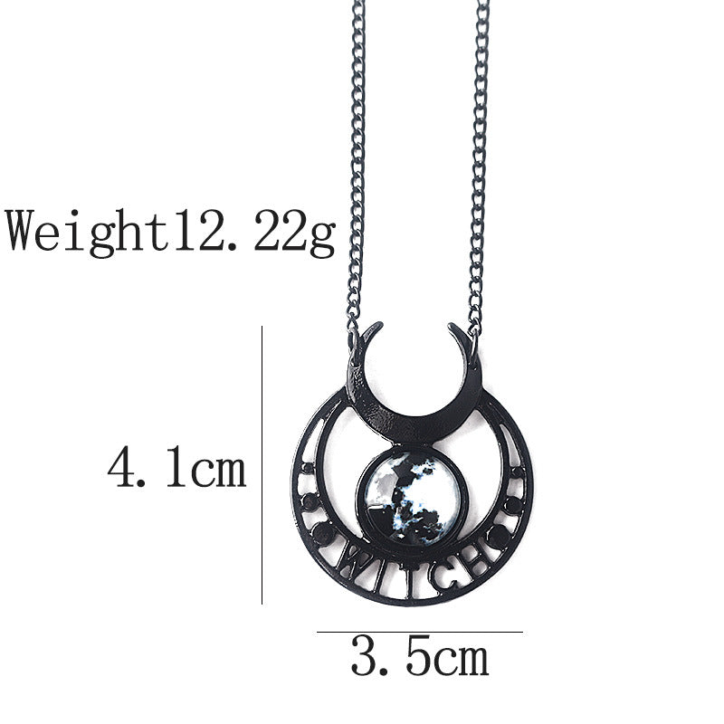 Glowing In The Dark Witch Moon Necklace