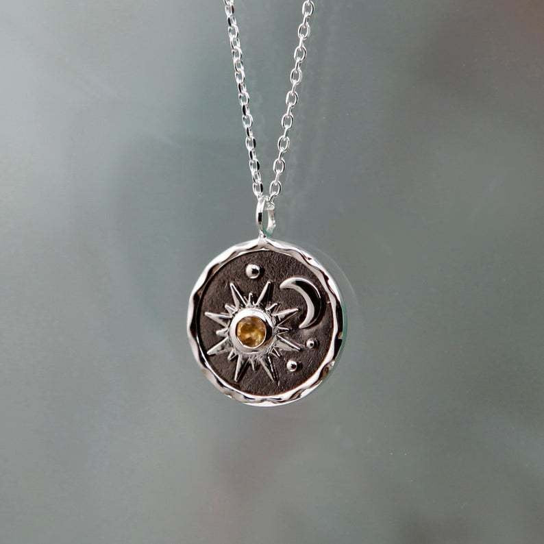 Sun Moon Phase Ouroboros Necklace