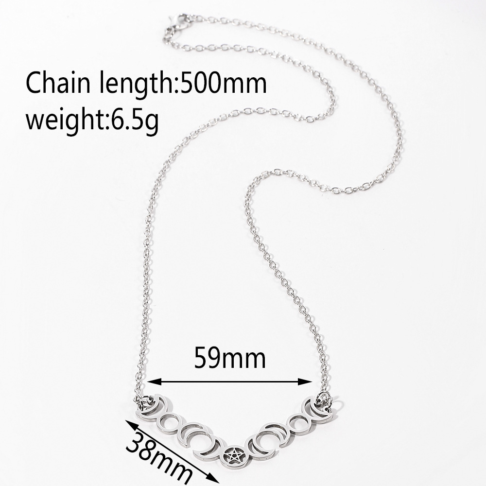 PENTACLE TRIPLE MOON GODDESS NECKLACE