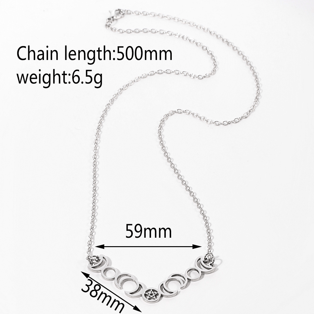 PENTACLE TRIPLE MOON GODDESS NECKLACE