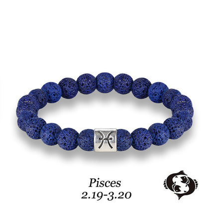 Handmade Lava Stone Zodiac Bracelet