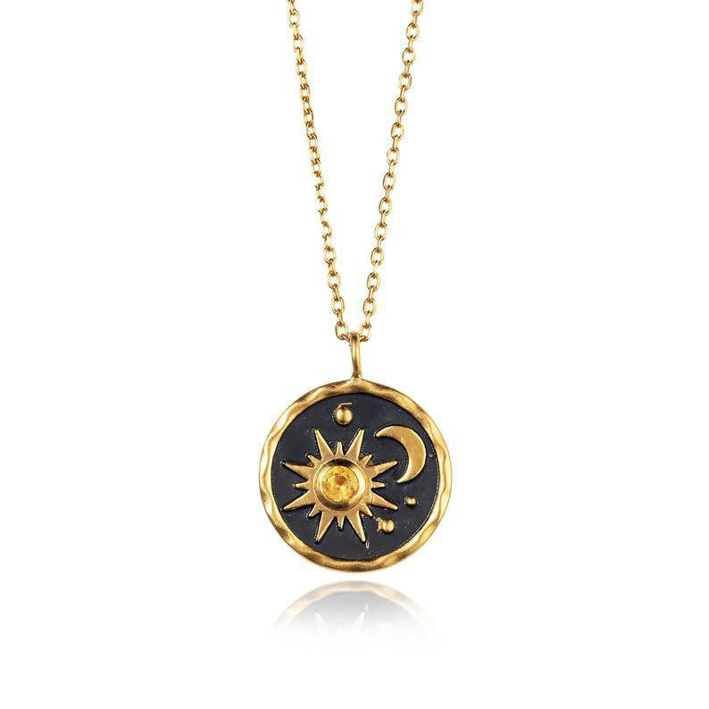 Sun Moon Phase Ouroboros Necklace