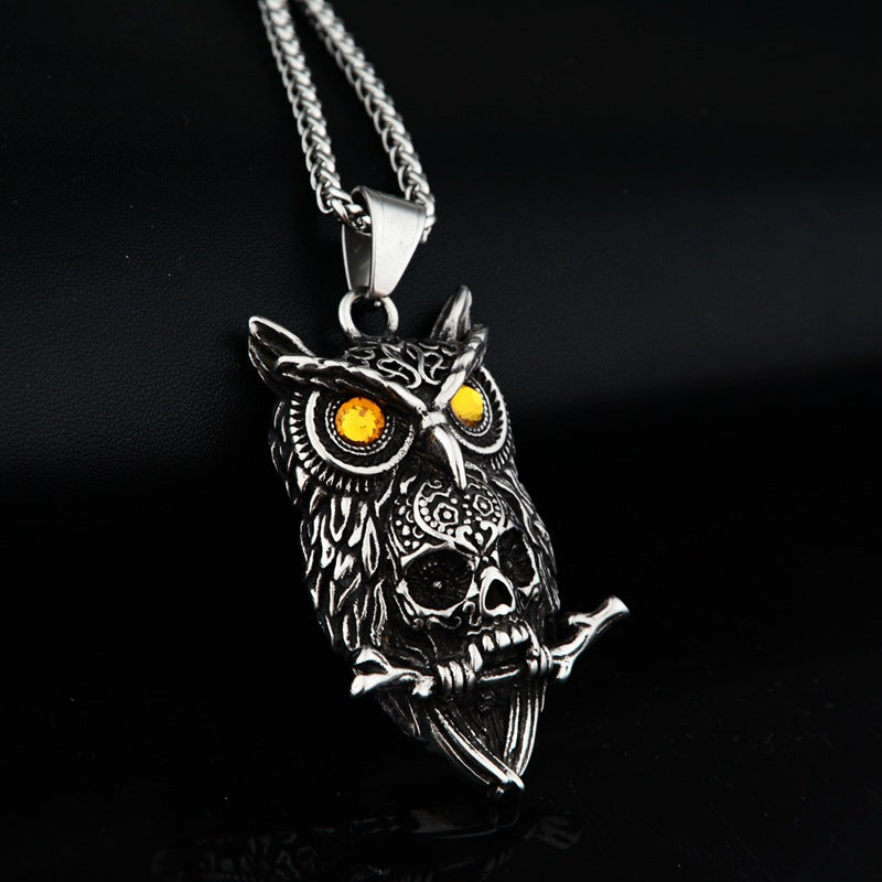 Magickal Wisdom Owl Hedden Skull Necklace