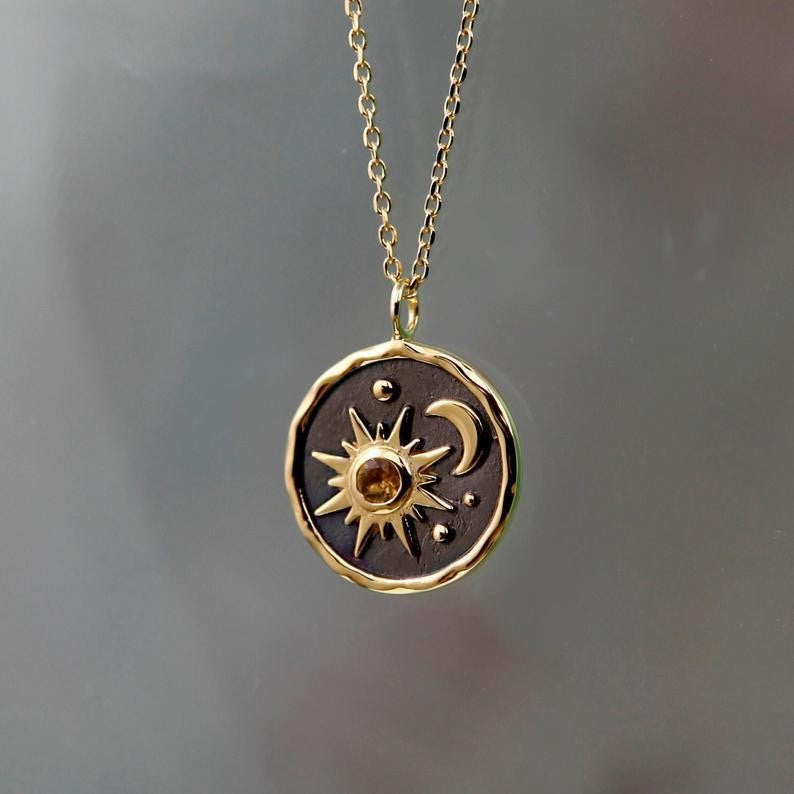 Sun Moon Phase Ouroboros Necklace