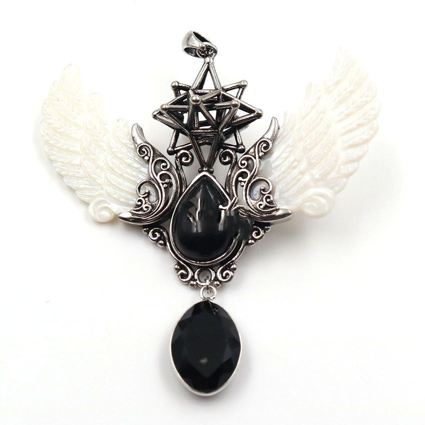 Enchanted Crystal Angel Wing Merkaba Pendant