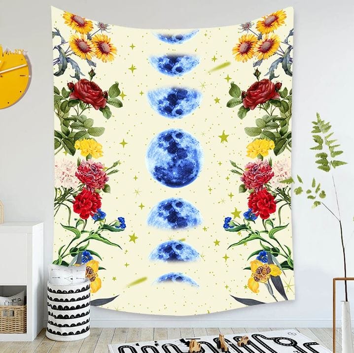 Moonflower Moon Phase Tapestry
