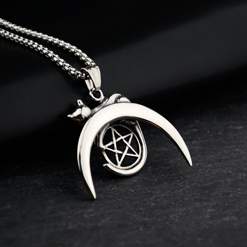 Mystic Guardian Cat Moon Necklace