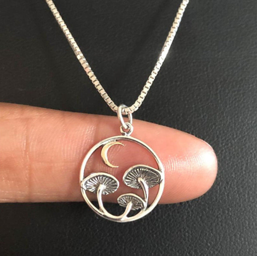 Mystic Crescent Mushroom Necklace