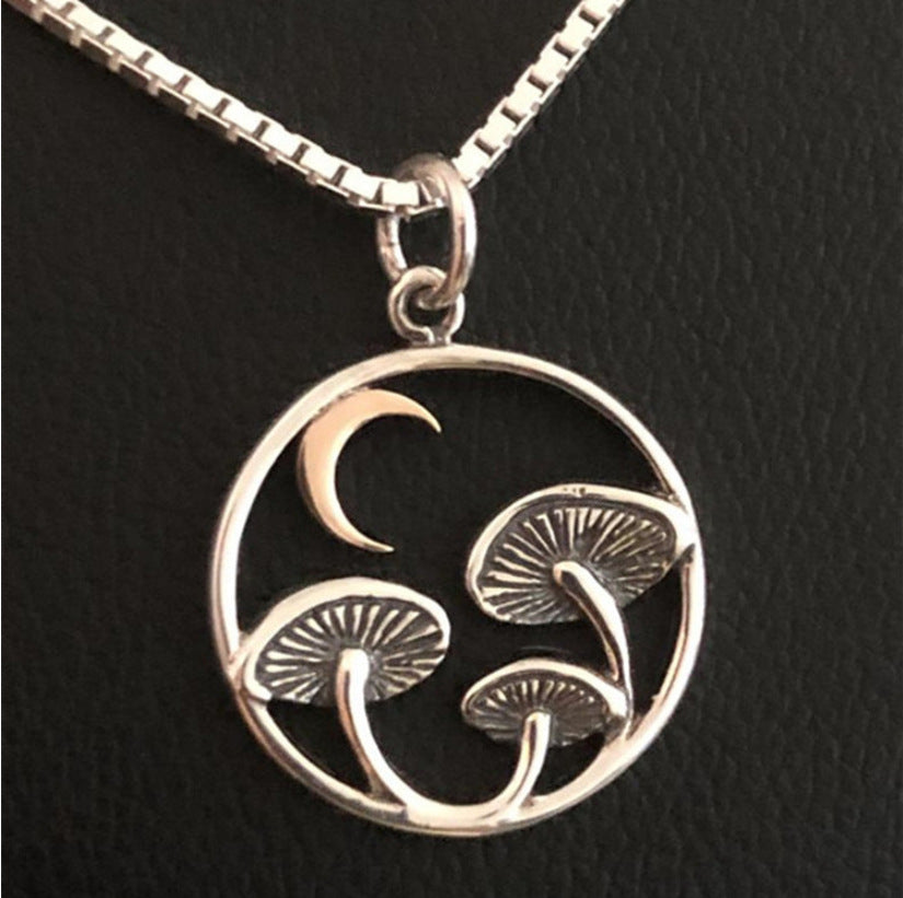 Mystic Crescent Mushroom Necklace