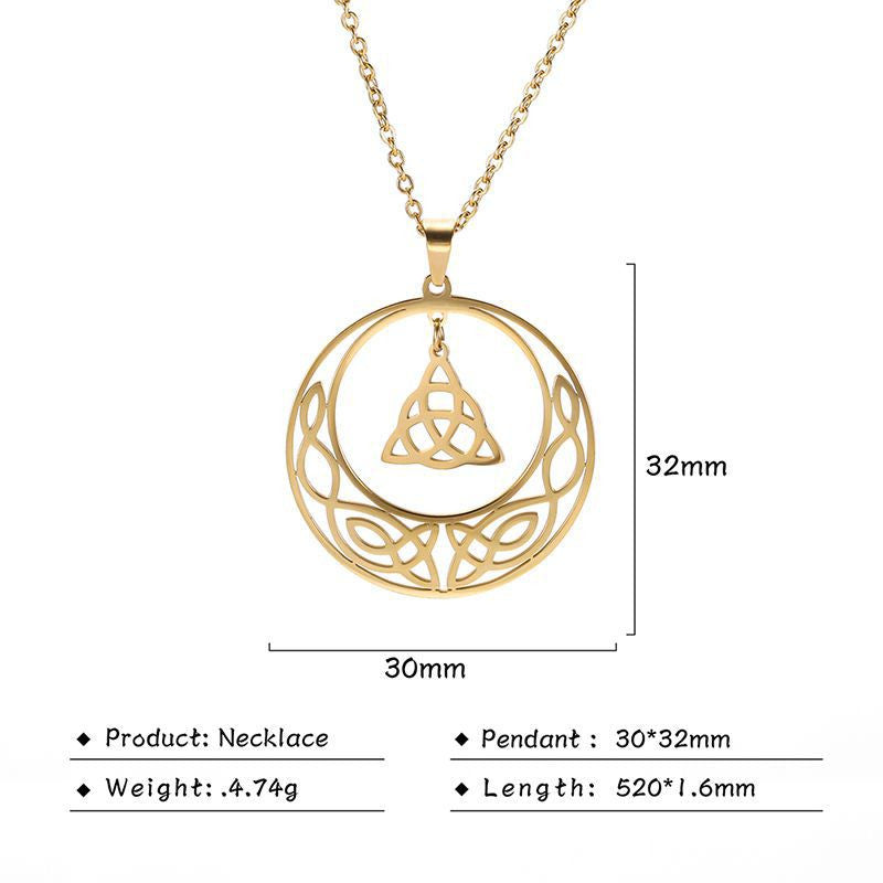 Crescent Moon Triquetra Dangle Necklace
