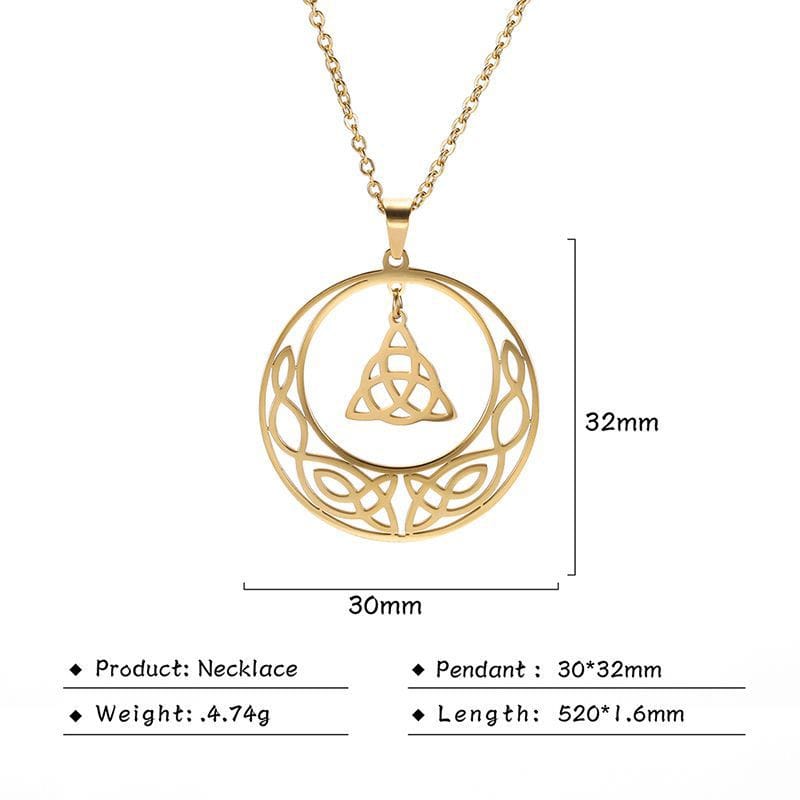 Crescent Moon Triquetra Dangle Necklace