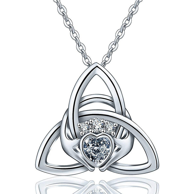 Enchantress Triquetra Heart Crystal Necklace