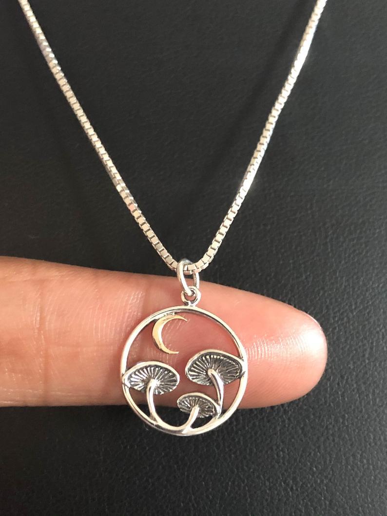 Mystic Crescent Mushroom Necklace