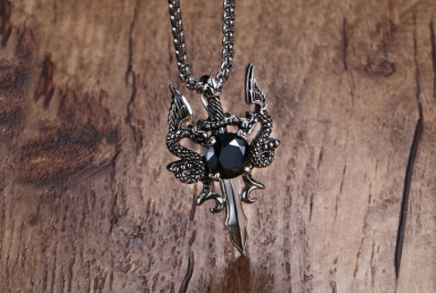Twin Dragon Blade Necklace