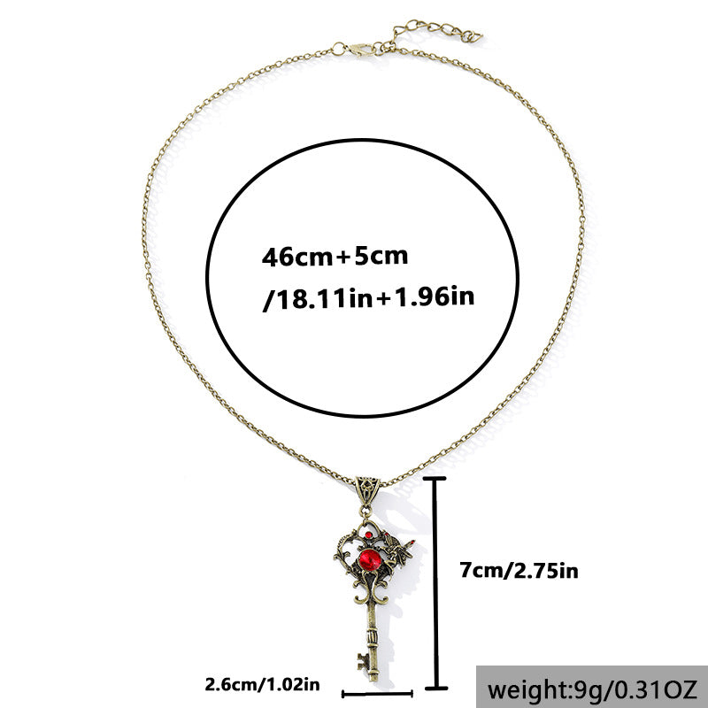 Lilith’s Crimson Heart Key Necklace