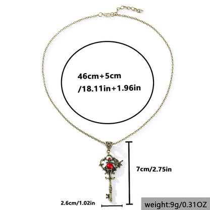 Lilith’s Crimson Heart Key Necklace