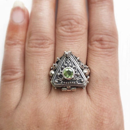 Sacred Triangle Herb Locket Ring