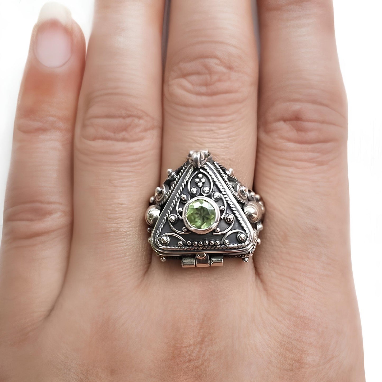 Sacred Triangle Herb Locket Ring