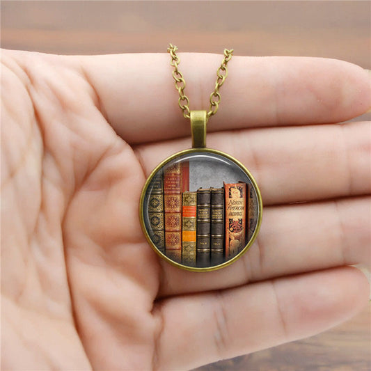 Glass Dome Enchanted Book Necklace
