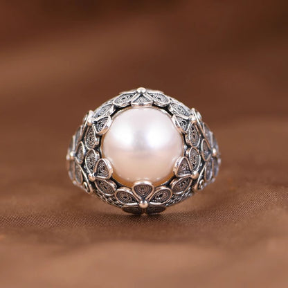 Sacred Pearl Flower Ring