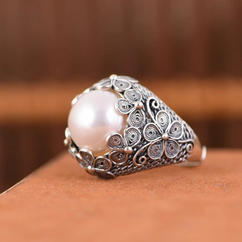 Sacred Pearl Flower Ring