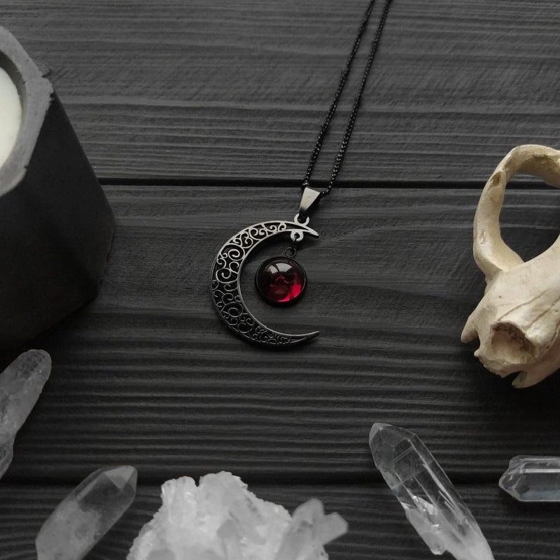 Bloodstone Crescent Necklace