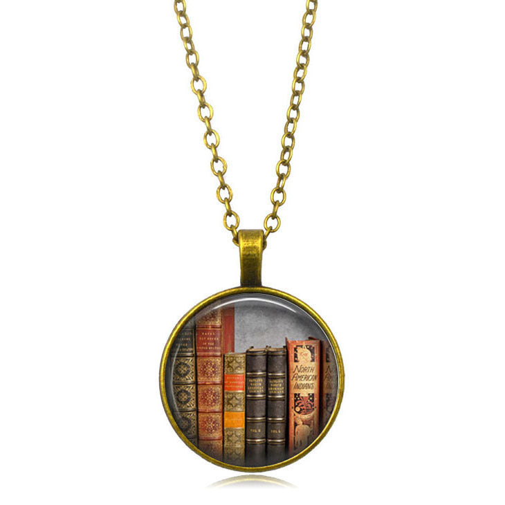 Glass Dome Enchanted Book Necklace