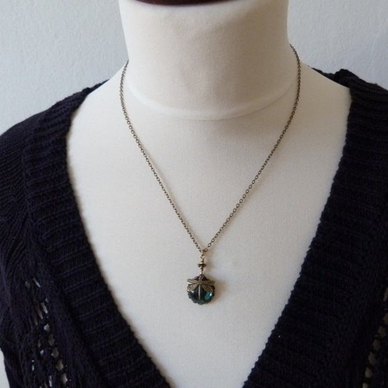 Enchanted Dragonfly Crystal Drop Necklace