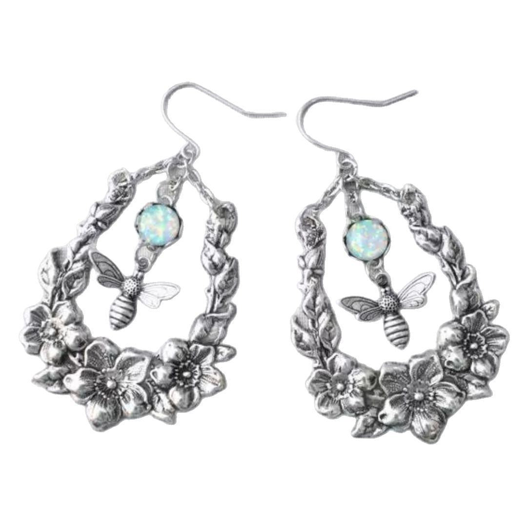 Sacred Bee Blossom Opal Earrings