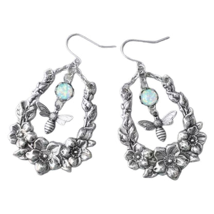 Sacred Bee Blossom Opal Earrings