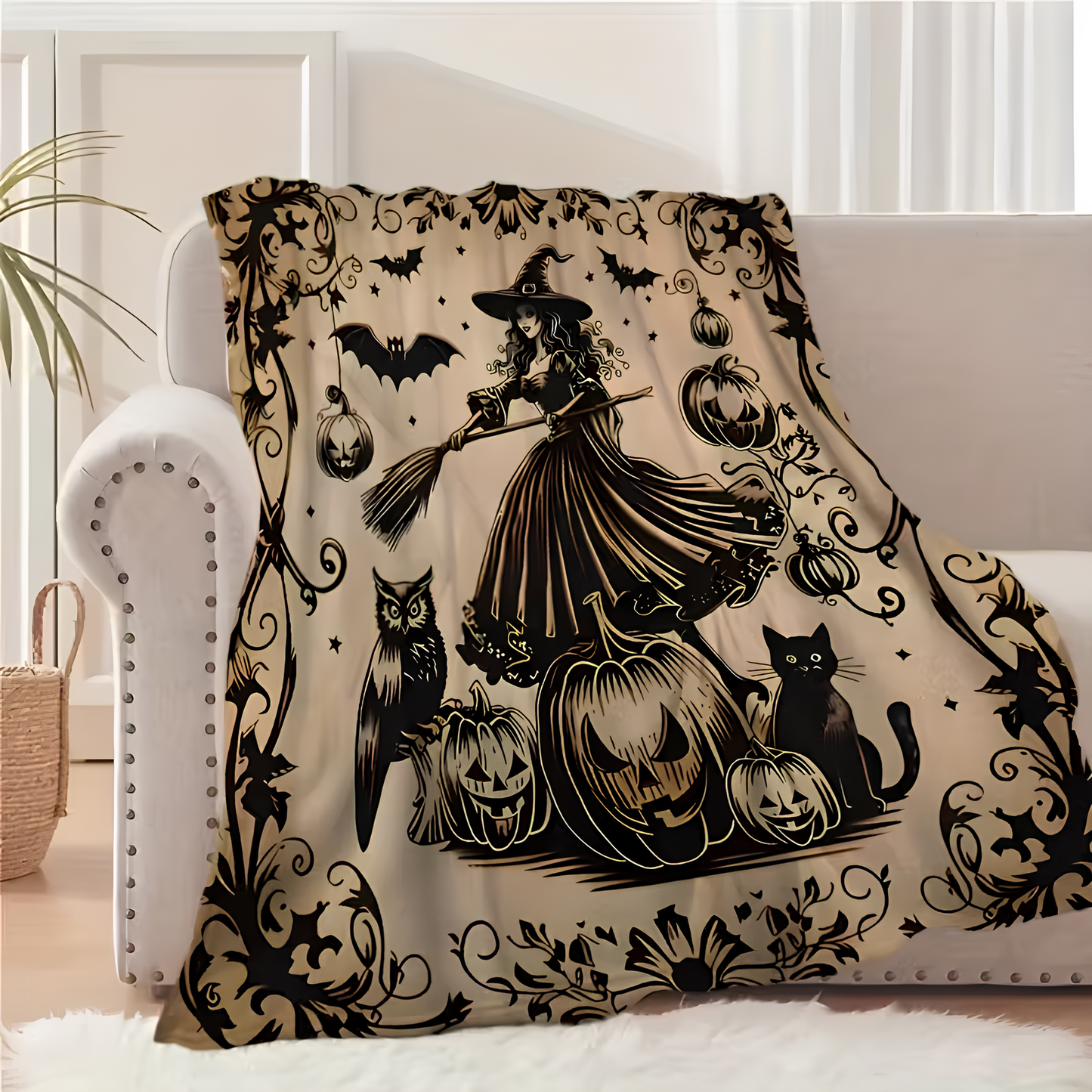 Enchanted Pumpkin Witch Blanket