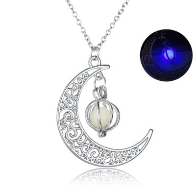 Firefly Glow Crescent Moon Luminous Necklace