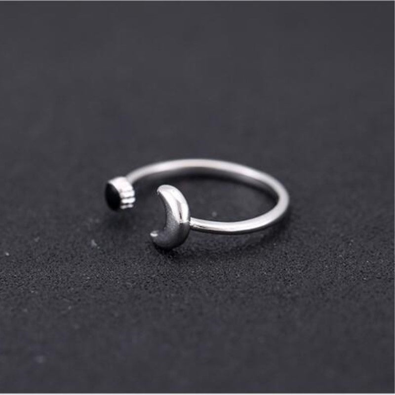 Midnight Crescent Charm Ring