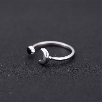 Midnight Crescent Charm Ring