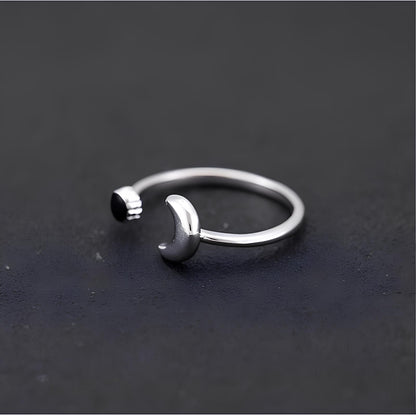 Midnight Crescent Charm Ring