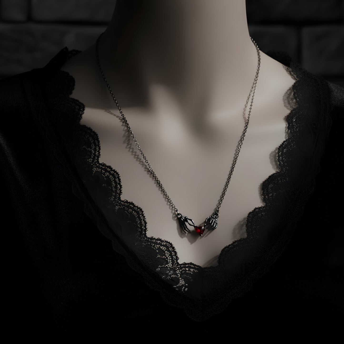 Crimson Heart Gothic Necklace