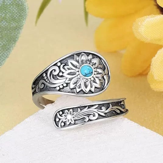 Floral Whisper Turquoise Ring