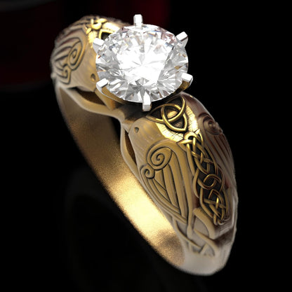 Celtic Crow Goddess Ring