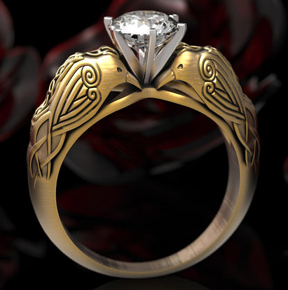 Celtic Crow Goddess Ring