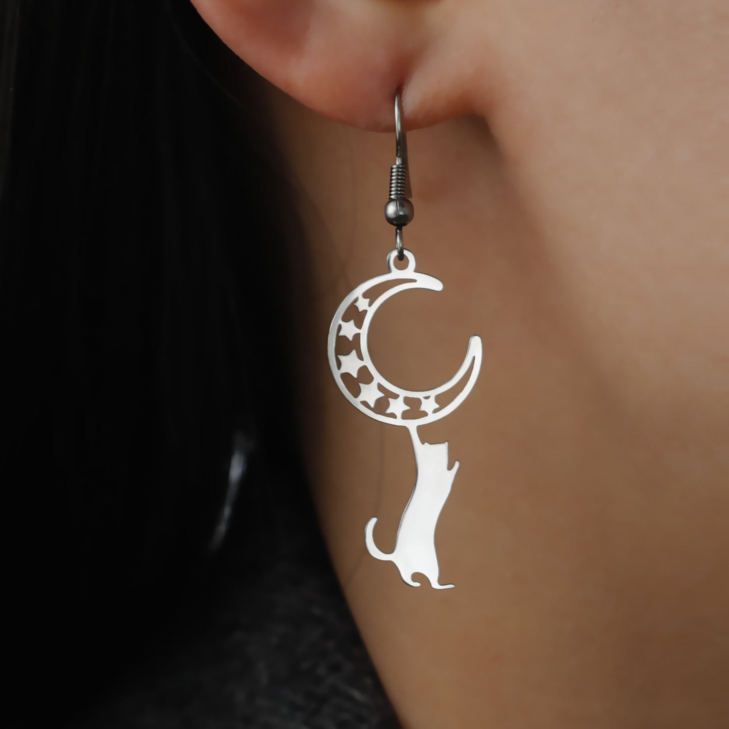 Lunar Whisper Feline Earrings