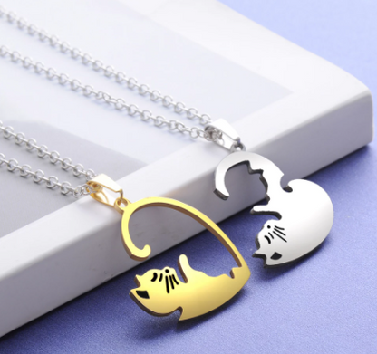 Cat Couple Necklaces for Feline-Loving.