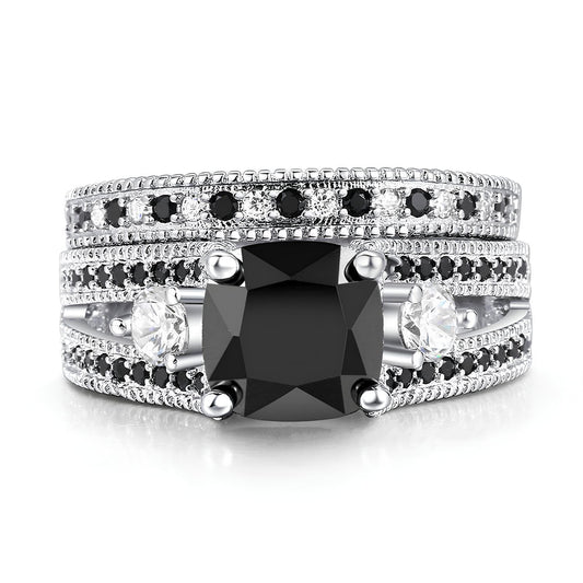 Obsidian Crown of the Veil Ring Set