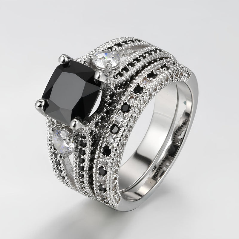 Obsidian Crown Ring Set