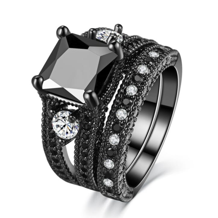 Obsidian Crown of the Veil Ring